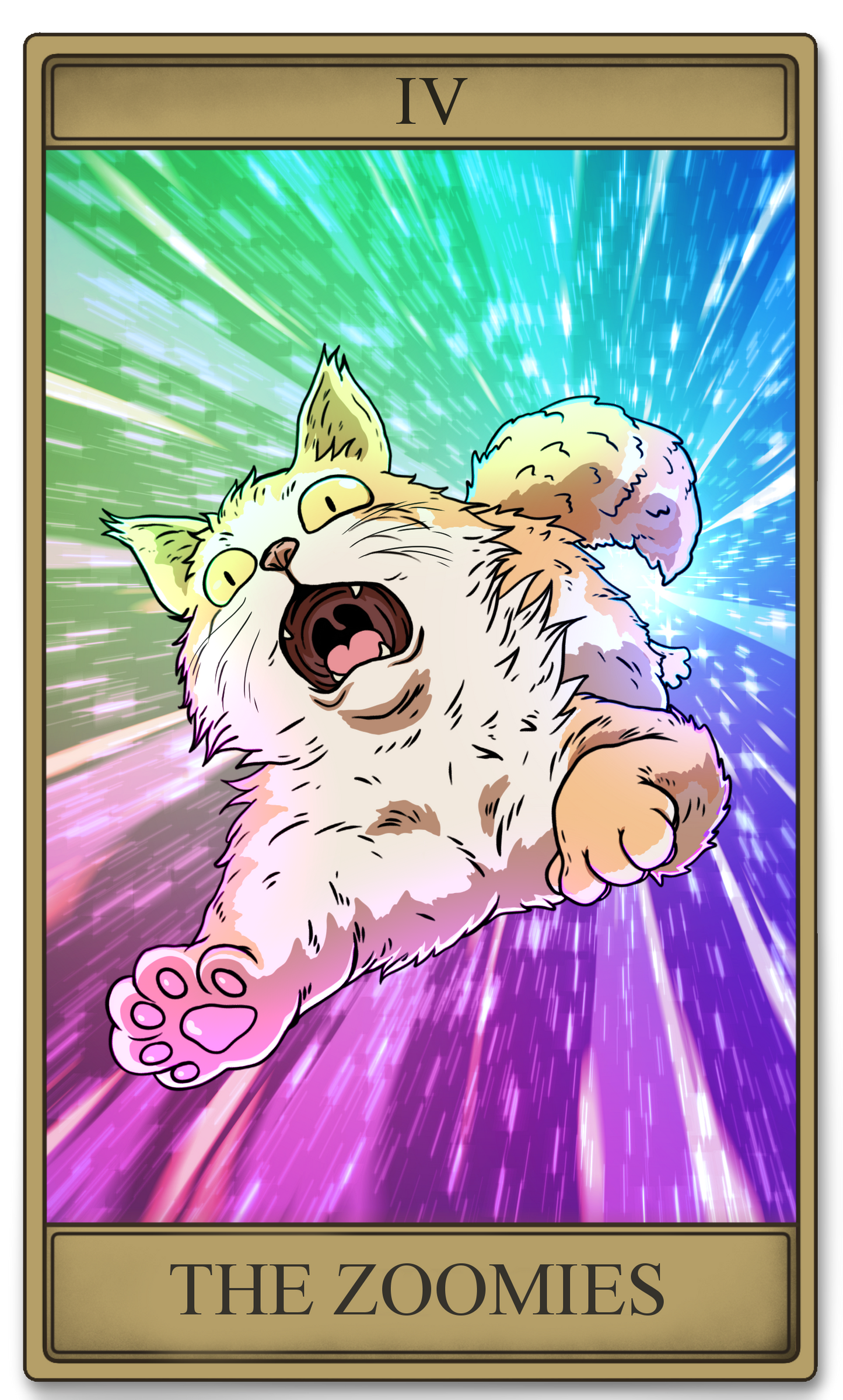 Tarot Card #4 Zoomies Vinyl Cut Sticker Matte Finish