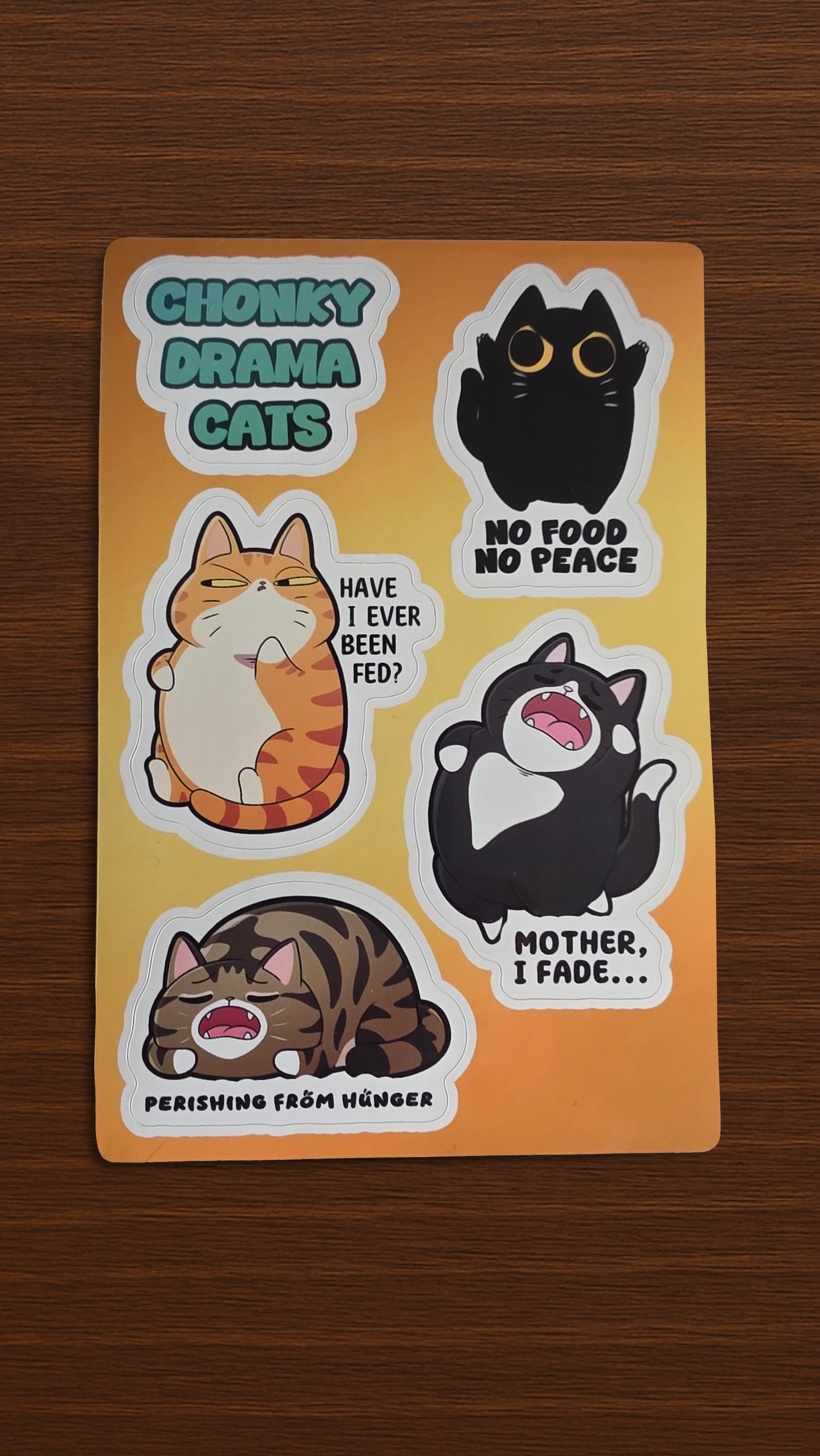 Chonky Drama Cats Die Cut Glossy Sticker Sheet