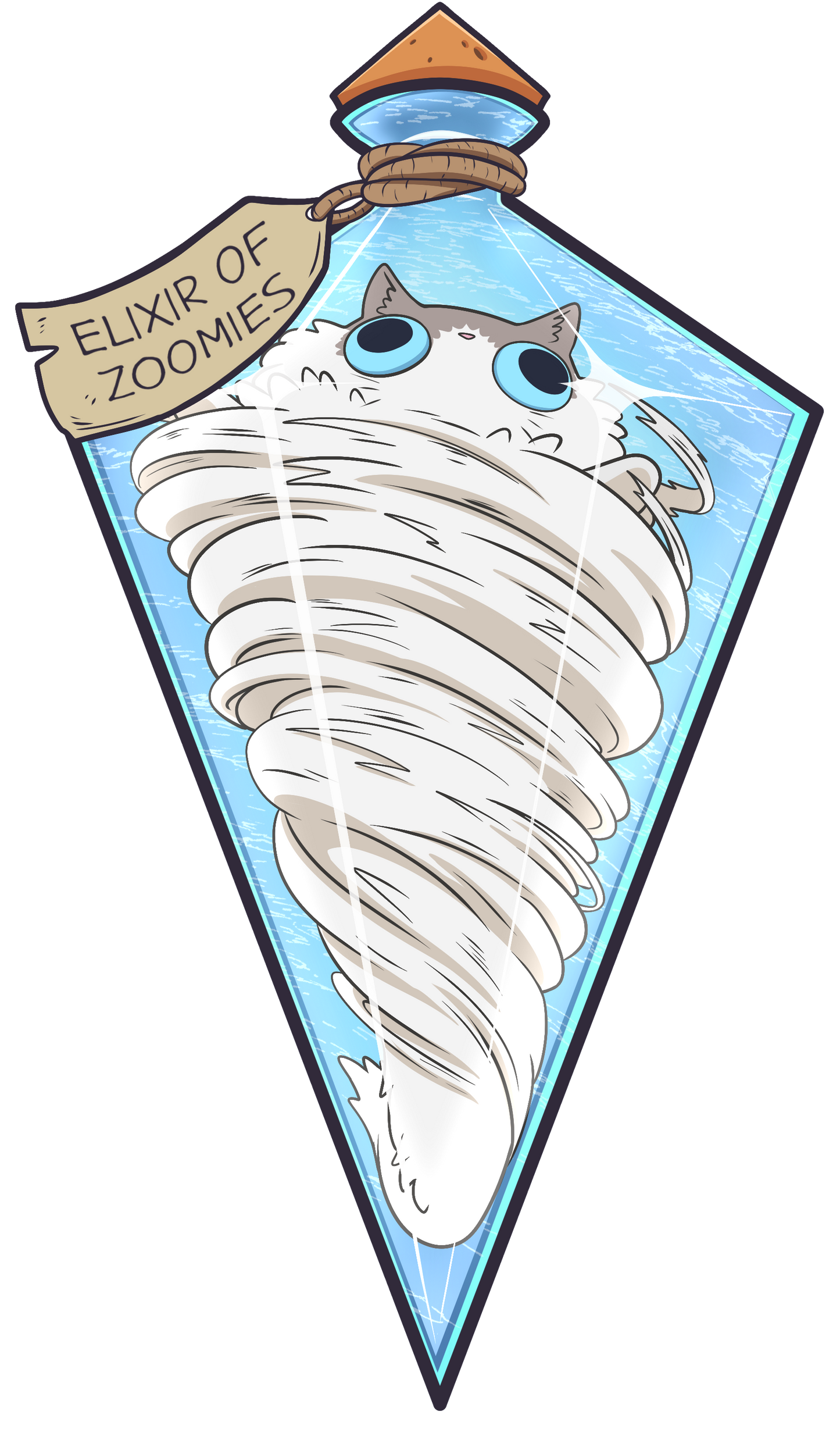 Elixir of Zoomies Vinyl Cut Glossy Sticker