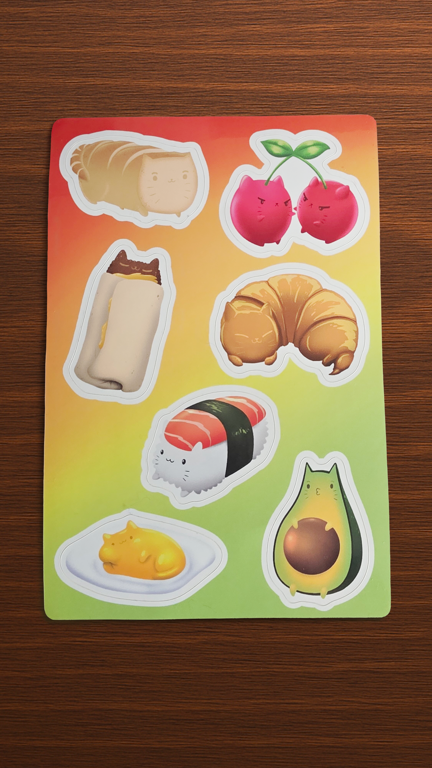 Foody Cats Die Cut Glossy Sticker Sheet