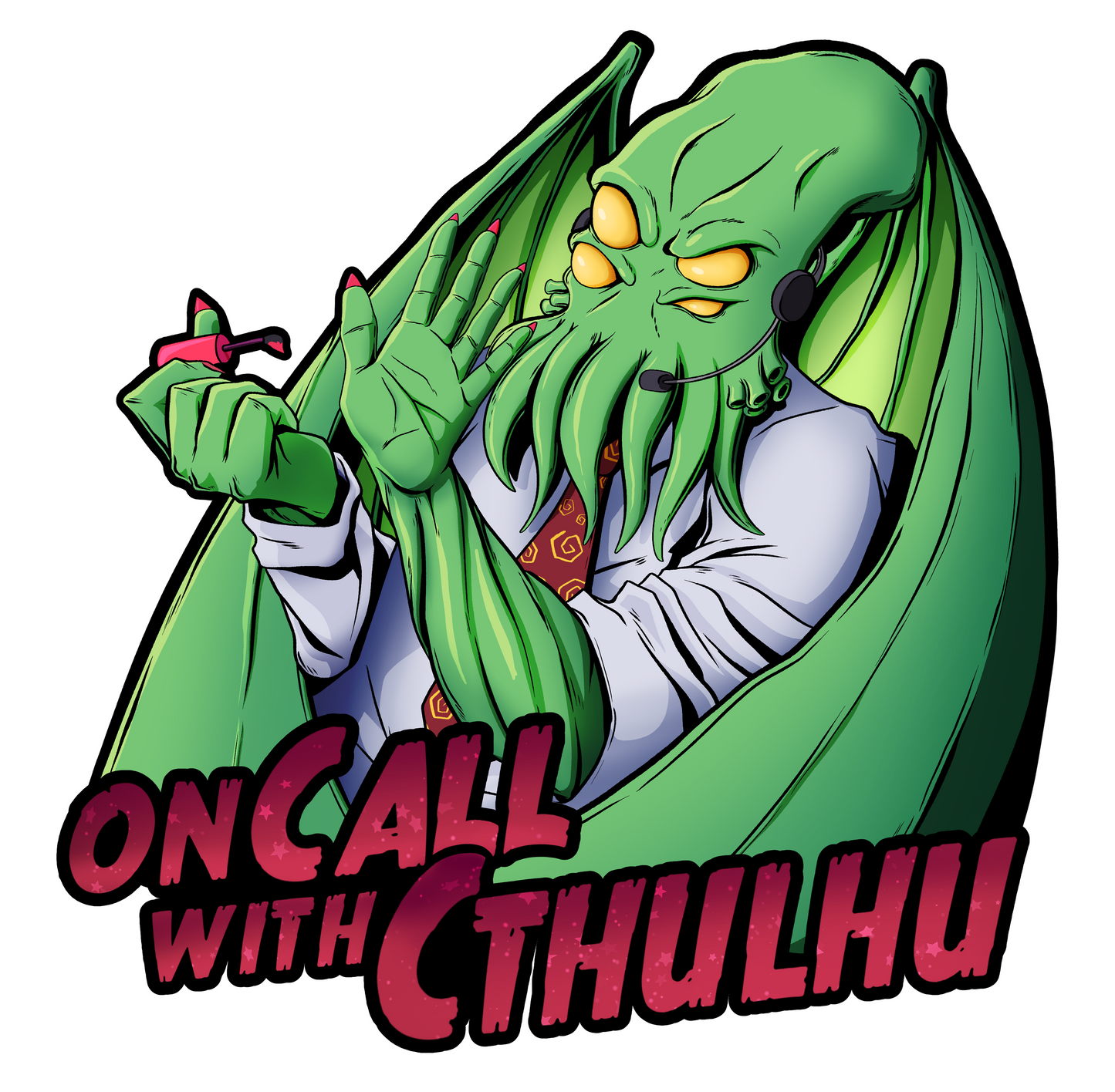 On Call with Cthulhu Vinyl Cut Sticker Matte Finish