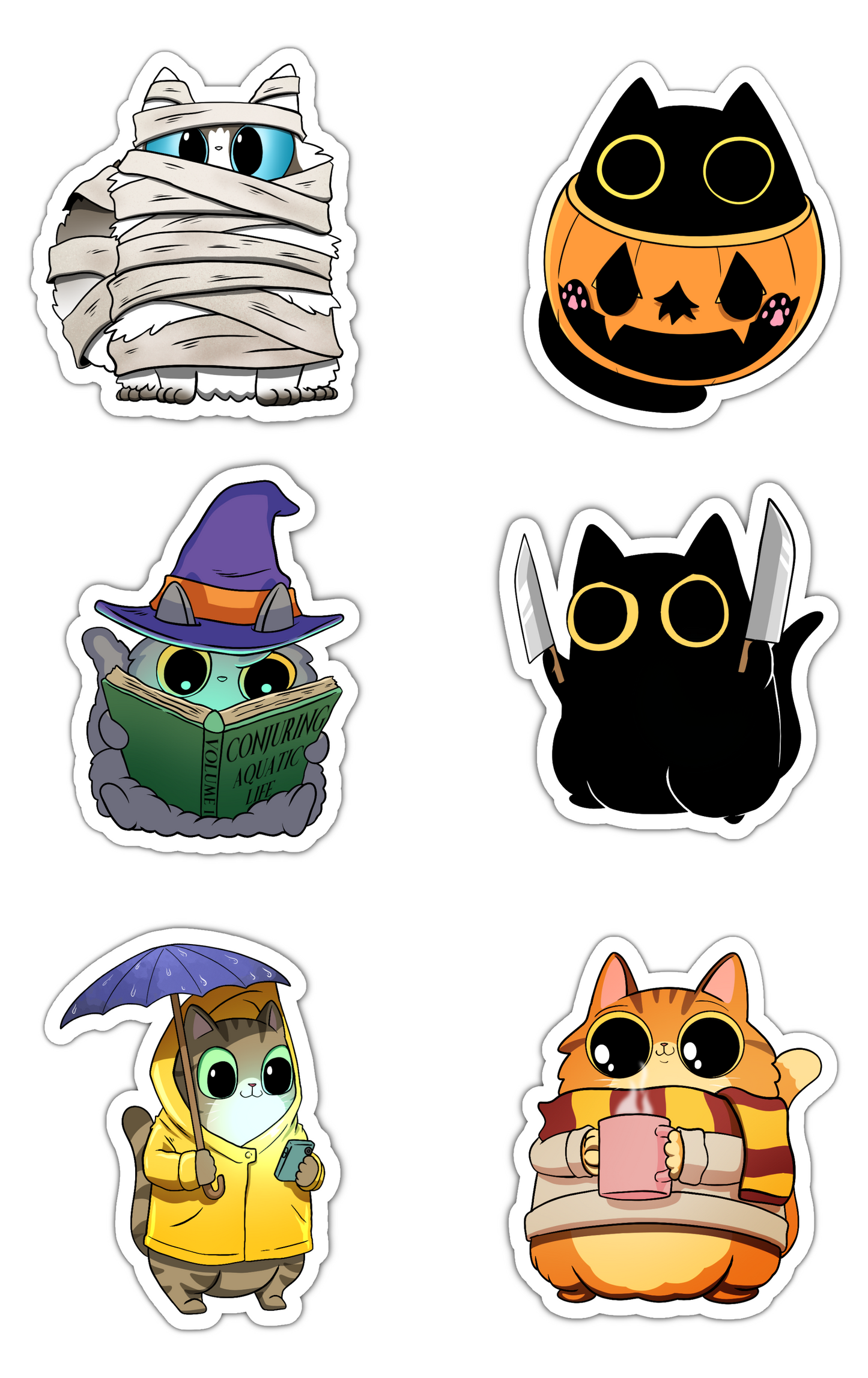 Autumn Cats Die Cut Matte Sticker Sheet