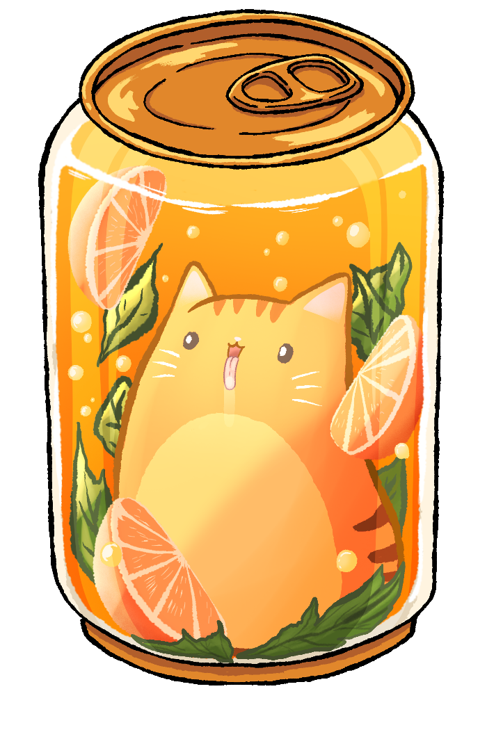 Soda Cat - Orange Citrus - Vinyl Cut Sticker Matte Finish