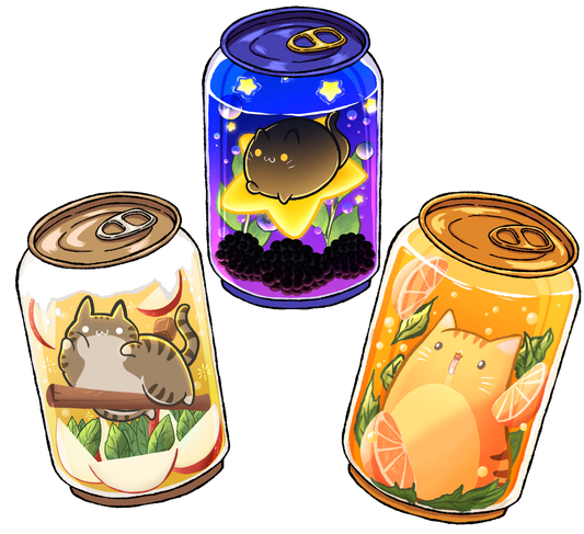 Soda Cats Set of 3 - Vinyl Cut Sticker Matte Finish